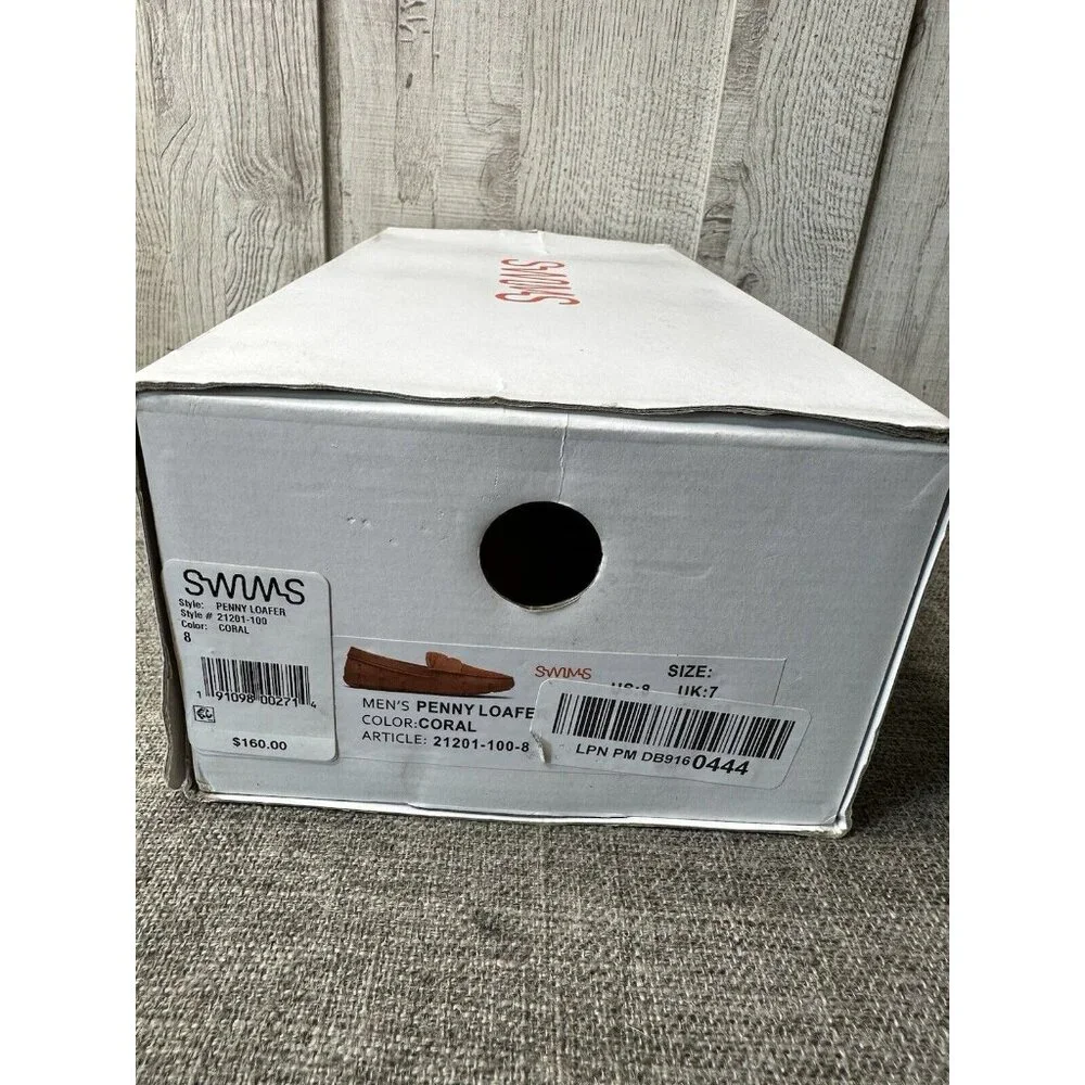 SWIMS Mens Penny Loafers Size 8 Machine Washable Boat Deck Orange Coral Shoes - Picture 10 of 11